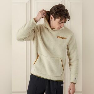 Champion Beige Sherpa Fleece Hoodie size M